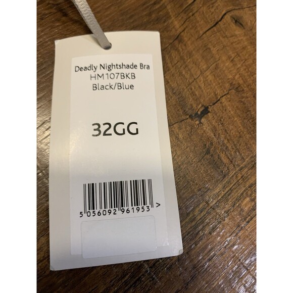 Mimi Holliday Deadly Nightshade Balconette Bra Black Blue Mesh 32GG - Picture 3 of 6
